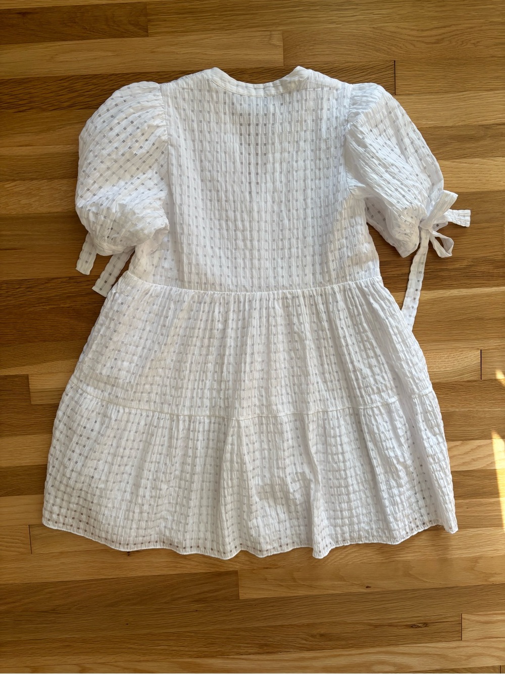 English Factory Gingham Tiered Mini Dress - Flowy, White, Summer Dress, Size M - Picture 5 of 13
